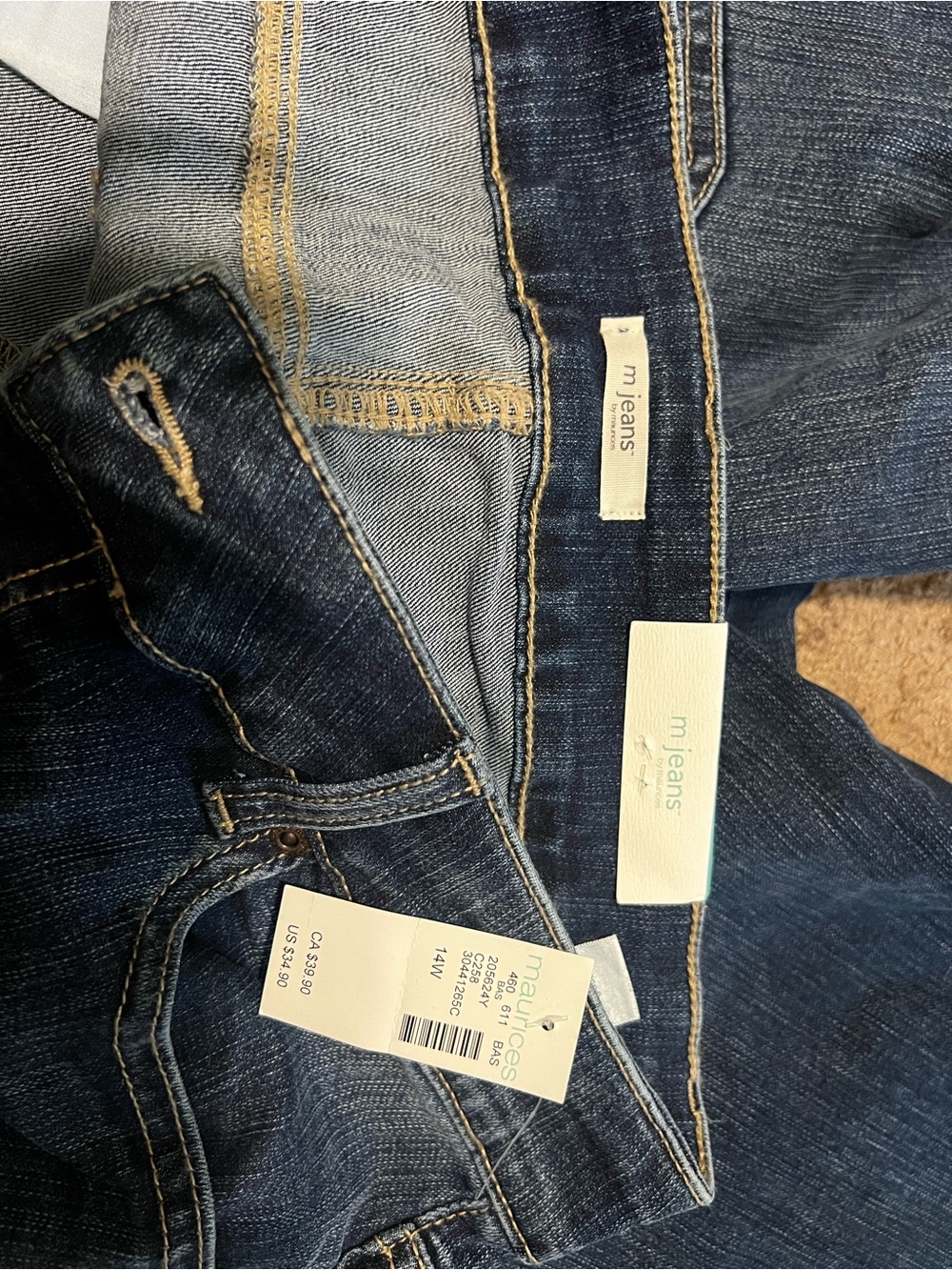 Maurices Dark Blue Denim Jeans with Contrast Stitching - Picture 2 of 3